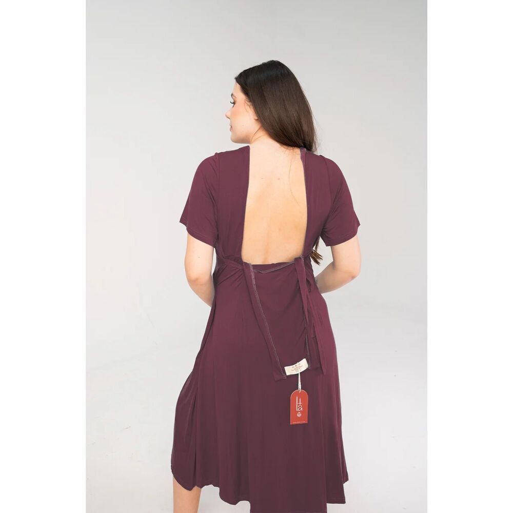 Lila CASSIDY LABOR & POSTPARTUM GOWN Crimson - Picture 3 of 14